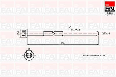 Комплект болтов головки цилидра FAI AUTOPARTS B1616