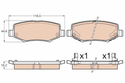 Bremžu uzliku kompl., Disku bremzes TRW GDB3565