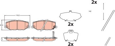 Bremžu uzliku kompl., Disku bremzes TRW GDB2455