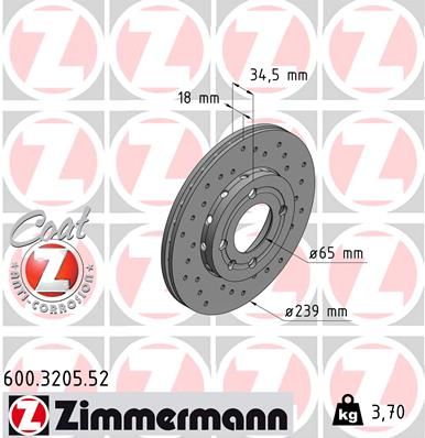 Тормозной диск ZIMMERMANN 600.3205.52