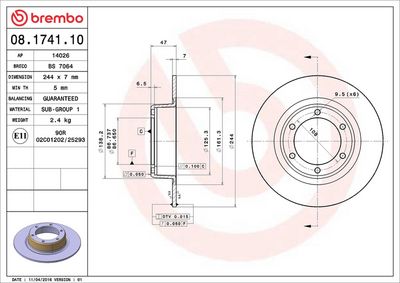 Тормозной диск BREMBO 08.1630.10
