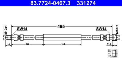 Тормозной шланг ATE 83.7724-0467.3