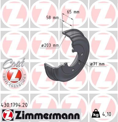 Bremžu trumulis ZIMMERMANN 430.1794.20