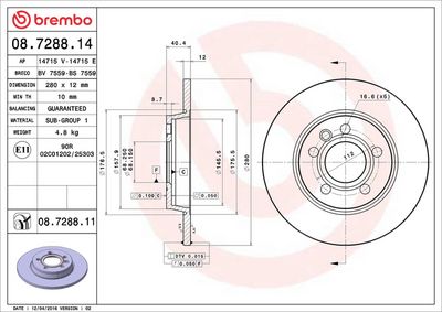 Тормозной диск BREMBO 08.7288.11