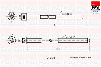 Комплект болтов головки цилидра FAI AUTOPARTS B2201