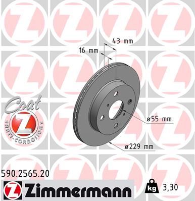 Тормозной диск ZIMMERMANN 590.2565.20