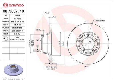 Тормозной диск BREMBO 08.3637.10