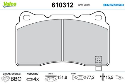 Bremžu uzliku kompl., Disku bremzes VALEO 610312