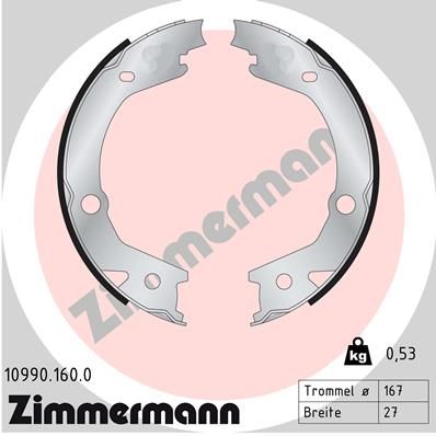 Bremžu loku kompl., Stāvbremze ZIMMERMANN 10990.160.0