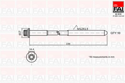 Комплект болтов головки цилидра FAI AUTOPARTS B1756