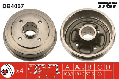 Bremžu trumulis TRW DB4067