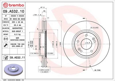 Тормозной диск BREMBO 09.A532.11