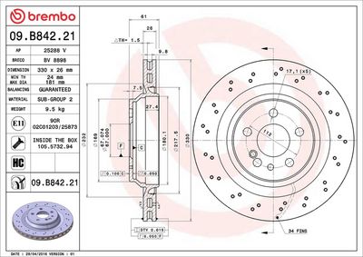 Тормозной диск BREMBO 09.B842.21