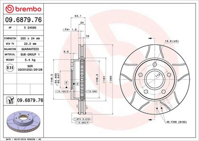Тормозной диск BREMBO 09.6879.76