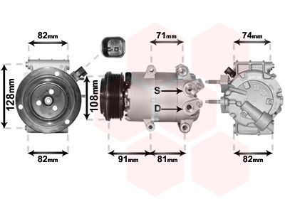 Компрессор, кондиционер VAN WEZEL 1800K570
