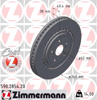 Тормозной диск ZIMMERMANN 590.2854.20