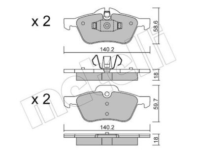 Bremžu uzliku kompl., Disku bremzes METELLI 22-0555-0