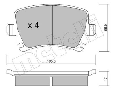 Комплект тормозных колодок, дисковый тормоз METELLI 22-0553-0