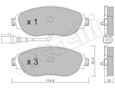 Комплект тормозных колодок, дисковый тормоз METELLI 22-0952-0