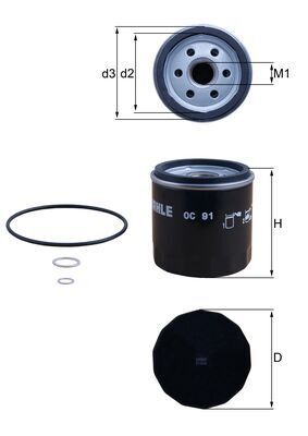 Eļļas filtrs MAHLE OC 91D