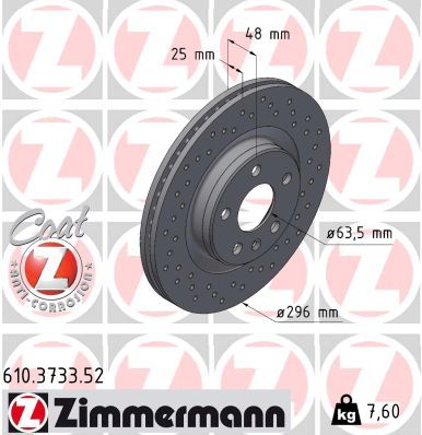 Тормозной диск ZIMMERMANN 610.3733.52