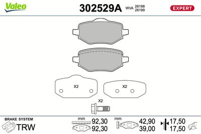 Bremžu uzliku kompl., Disku bremzes VALEO 302529A