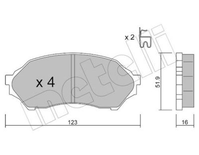 Bremžu uzliku kompl., Disku bremzes METELLI 22-0387-0