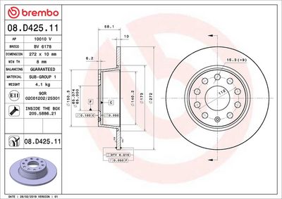 Тормозной диск BREMBO 08.D425.11