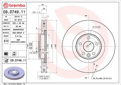 Тормозной диск BREMBO 09.D749.11