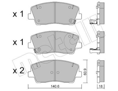 Bremžu uzliku kompl., Disku bremzes METELLI 22-1169-0