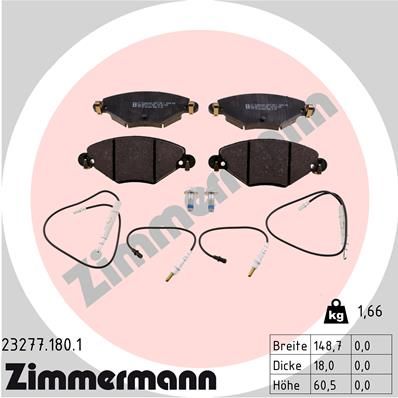 Bremžu uzliku kompl., Disku bremzes ZIMMERMANN 23277.180.1