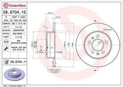 Тормозной диск BREMBO 08.6704.11