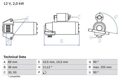 Стартер BOSCH 0 986 021 810