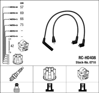 Augstsprieguma vadu komplekts NGK 0710