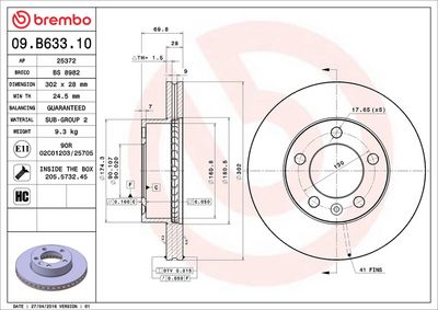 Тормозной диск BREMBO 09.B633.10