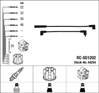 Augstsprieguma vadu komplekts NGK 44254