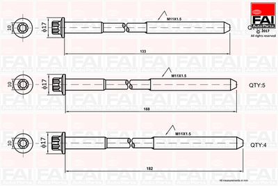 Cilindru galvas skrūvju komplekts FAI AUTOPARTS B1058