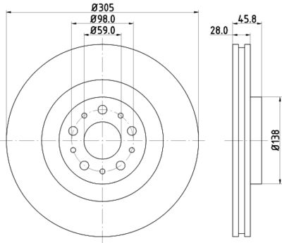 Bremžu diski HELLA PAGID 8DD 355 129-351