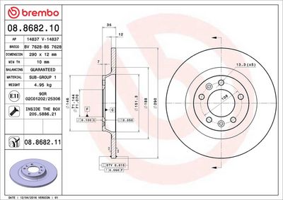 Тормозной диск BREMBO 08.8682.11