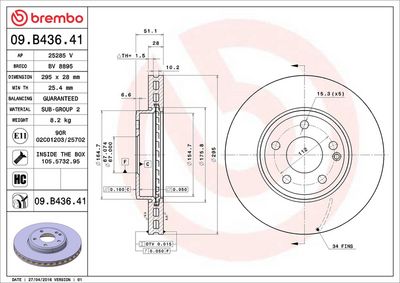 Тормозной диск BREMBO 09.B436.41
