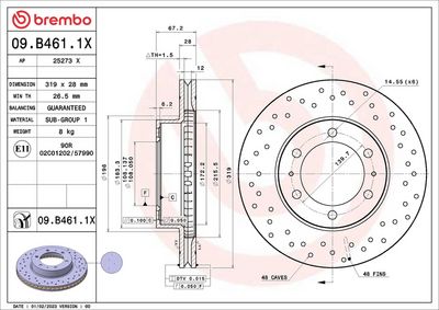 Тормозной диск BREMBO 09.B461.1X