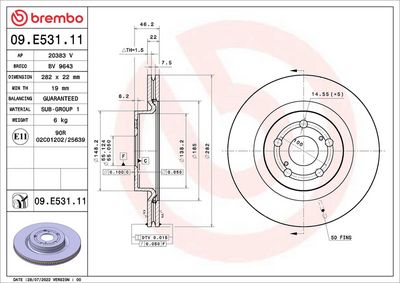 Тормозной диск BREMBO 09.E531.11