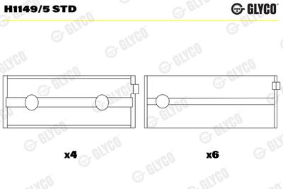 Подшипник коленвала GLYCO H1149/5 STD