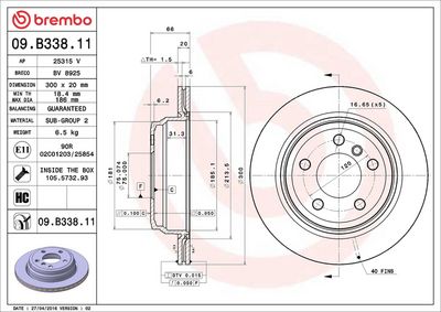 Тормозной диск BREMBO 09.B338.11