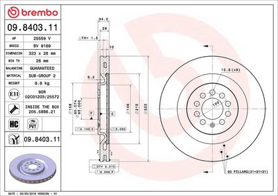 Bremžu diski BREMBO 09.8403.11