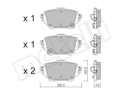 Bremžu uzliku kompl., Disku bremzes METELLI 22-1236-0