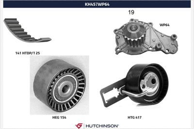 Ūdenssūknis + Zobsiksnas komplekts HUTCHINSON KH 457WP64