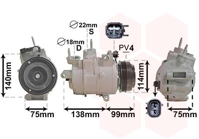 Компрессор, кондиционер VAN WEZEL 1801K704