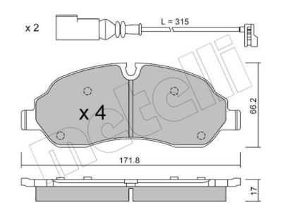 Комплект тормозных колодок, дисковый тормоз METELLI 22-1032-0