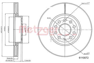 Тормозной диск METZGER 6110072